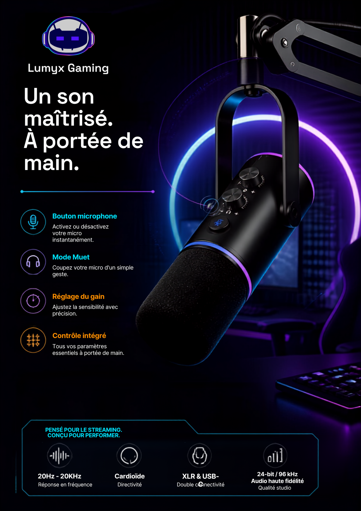 Voice Pro™ | Micro Gaming USB/XLR RGB