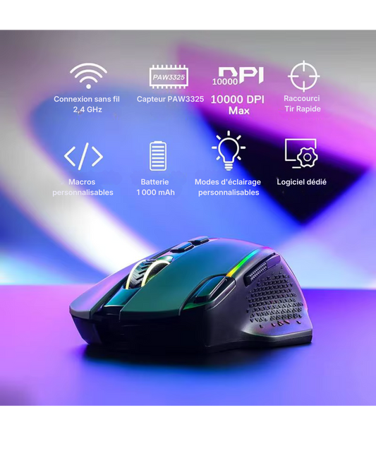 Redragon M810 Pro | Souris Gaming Sans Fil RGB Haute Précision