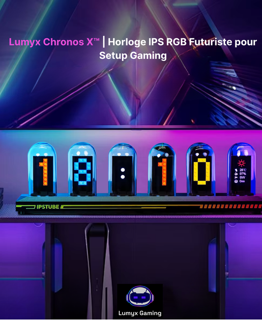 Chronos X™ | Horloge IPS RGB Futuriste pour Setup Gaming