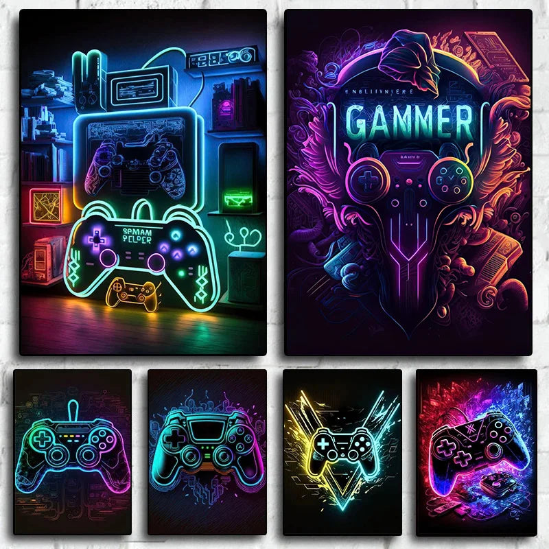 Neon Play™ | Affiche Gaming Lumineuse