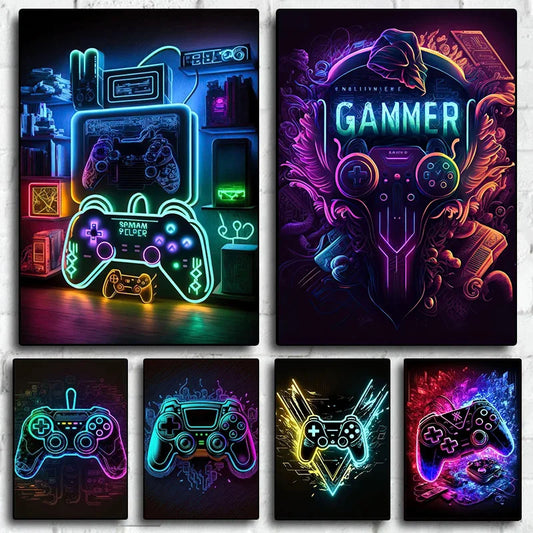 Neon Play™ | Affiche Gaming Lumineuse