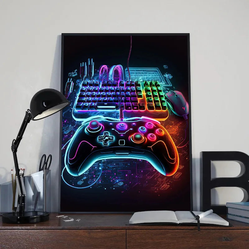 Neon Play™ | Affiche Gaming Lumineuse