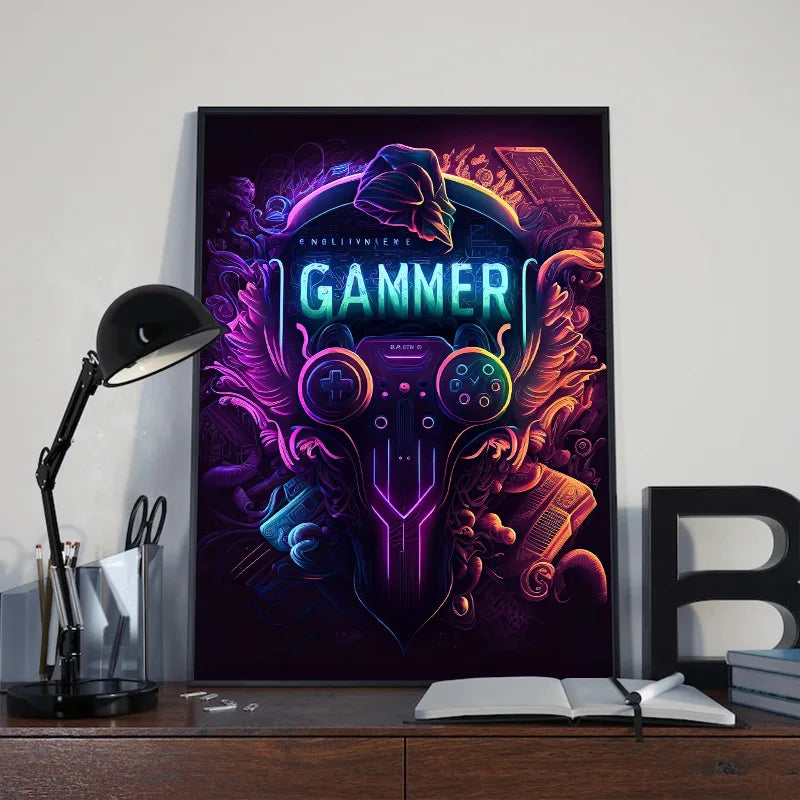 Neon Play™ | Affiche Gaming Lumineuse