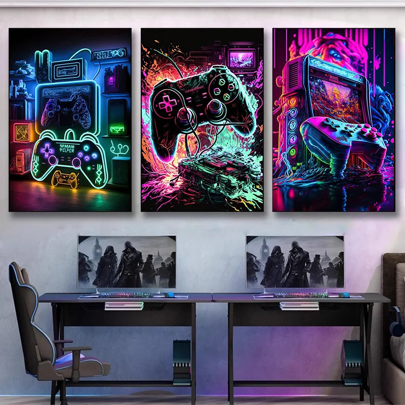 Neon Play™ | Affiche Gaming Lumineuse