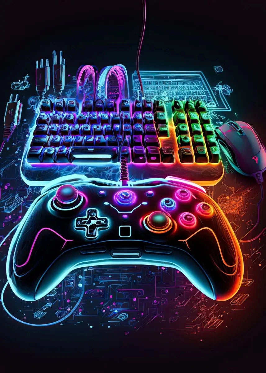 Neon Play™ | Affiche Gaming Lumineuse