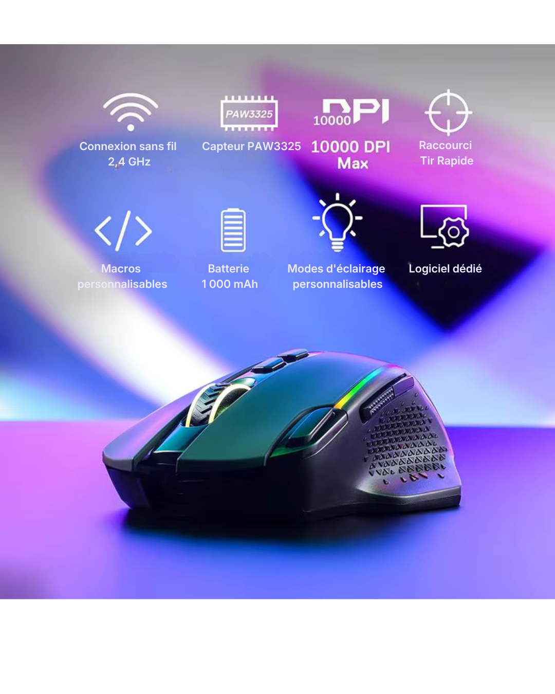 Redragon M810 Pro | Souris Gaming Sans Fil RGB Haute Précision